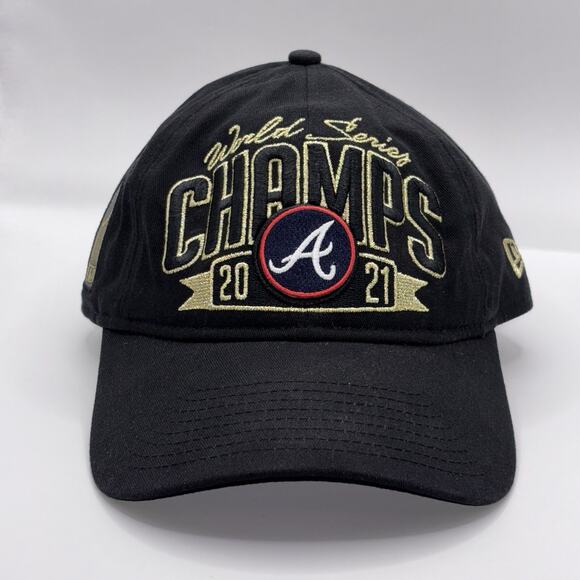 New Era Men’s Hat Black Atlanta Braves‎ 2021 World Series Champs Adjustable - Picture 2 of 8